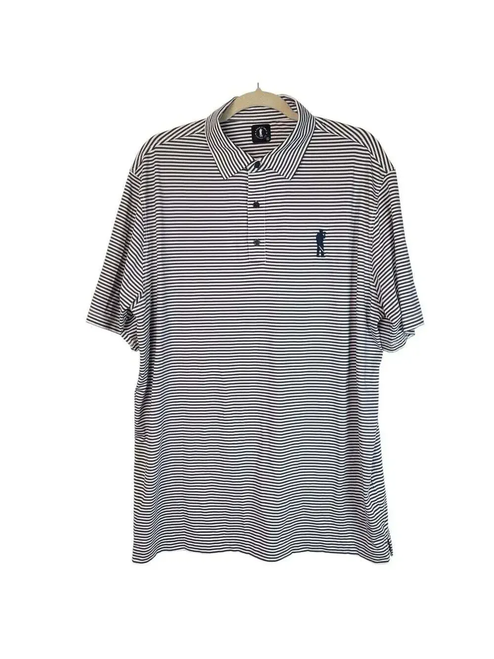 U Suck At Golf Polo Shirt Mens size XL Blue Striped Short Sleeve Preppy Office